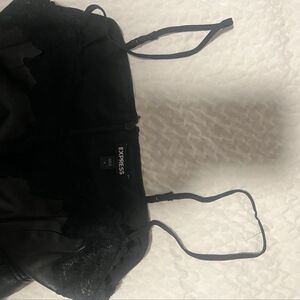 Express Black Asymmetrical Strapless Dress for Night Out